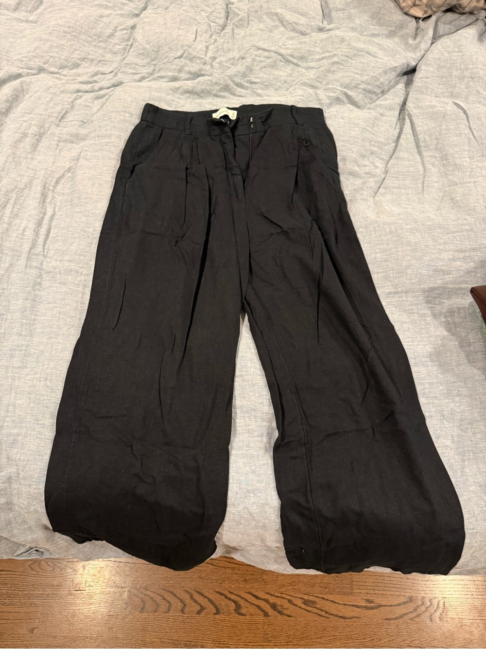 Abercrombie & Fitch Black Linen Wide-Leg Women’s Trousers